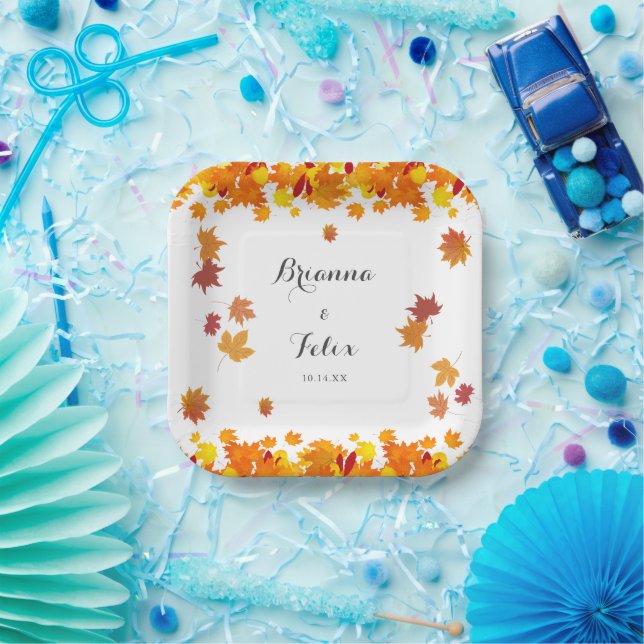Plato De Papel Rustic Autumn Leaves Wedding (Fiesta)
