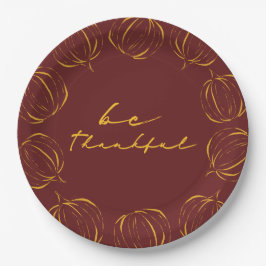 Plato De Papel Rustic Be Thankkin Frame Acción de Gracias