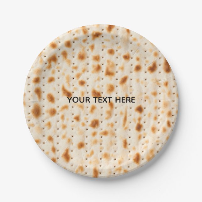 Plato De Papel Rustic Brown Realistic Matzah Texture Graphic (Anverso)