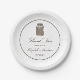 Plato De Papel Rustic Burlap Mason Jar Boda