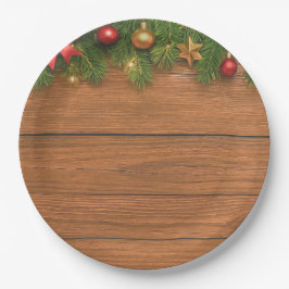 Plato De Papel Rustic Christmas Paper Plate – Festive Holiday