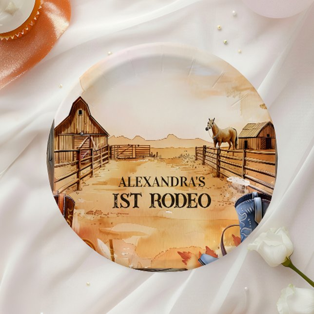 Plato De Papel Rustic Cowboy Rodeo 1st Birthday Style (Subido por el creador)