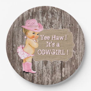 Plato De Papel Rustic Cowgirl Baby Shower