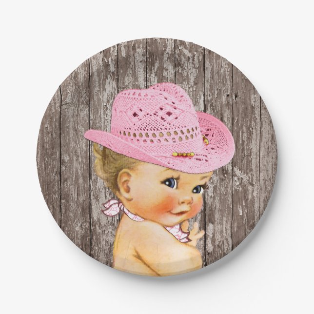 Plato De Papel Rustic Cowgirl Baby Shower (Anverso)