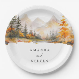 Plato De Papel Rustic Fall Mountain Pine Forest Wedding