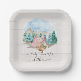 Plato De Papel Rustic Forest Animals Deer Bear Floral Baby Shower