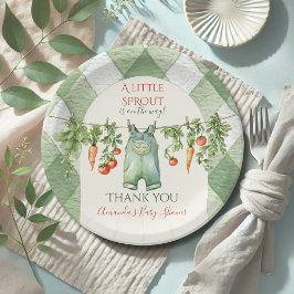 Plato De Papel Rustic Gender Neutral Little Sprout Baby Shower