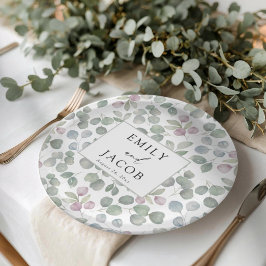 Plato De Papel Rustic greenery Eucalyptus paper plate
