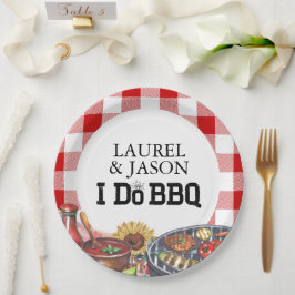Plato De Papel Rustic I Do BBQ Couple Shower Fiesta Gingham