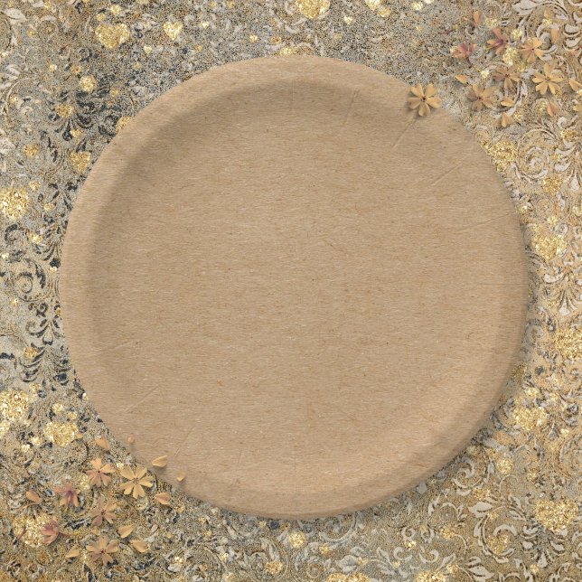 Plato De Papel Rustic Kraft Simple Elegante Boho (Rustic Kraft Simple Stylish Boho Paper Plates)