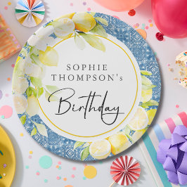 Plato De Papel Rustic lemons Mediterranean birthday