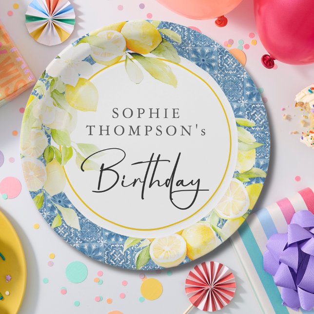 Plato De Papel Rustic lemons Mediterranean birthday (Subido por el creador)