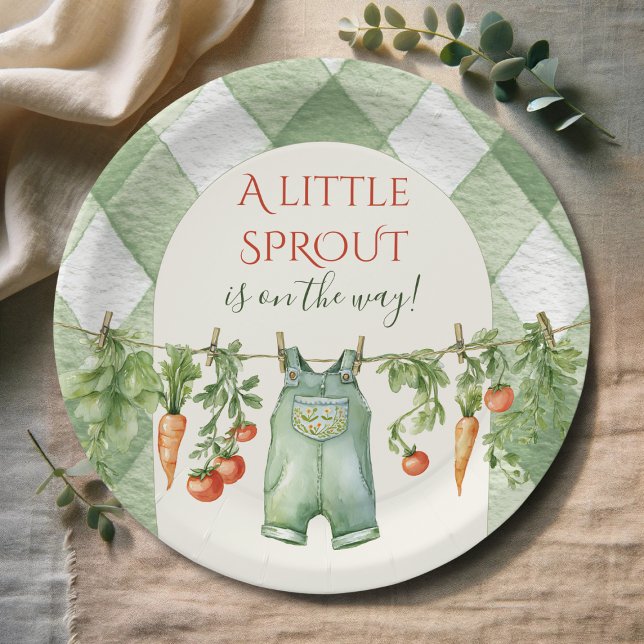 Plato De Papel Rustic Locally Grown Neutral Sprout Baby Shower (Subido por el creador)