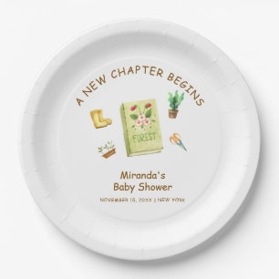 Plato De Papel Rustic Modern Chapter Garden Book Baby Shower