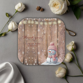 Plato De Papel Rustic Modern Elegant Snowman Baby Shower