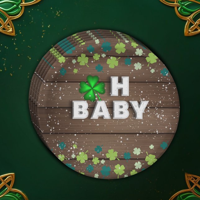 Plato De Papel Rustic Oh Baby St. Patrick's Day Baby Shower (Subido por el creador)