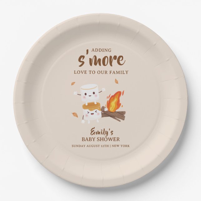 Plato De Papel Rustic S'more Love Campfire Baby Shower (Anverso)