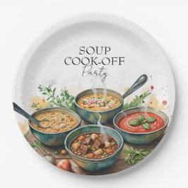 Plato De Papel Rustic Soup Cook-Off Potluck Party Watercolor