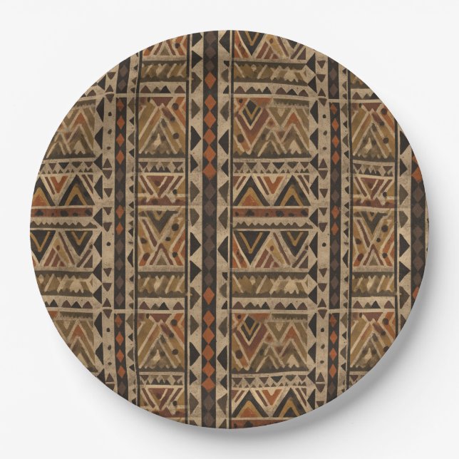Plato De Papel Rustic Southwestern Stripe Pattern (2) (Anverso)
