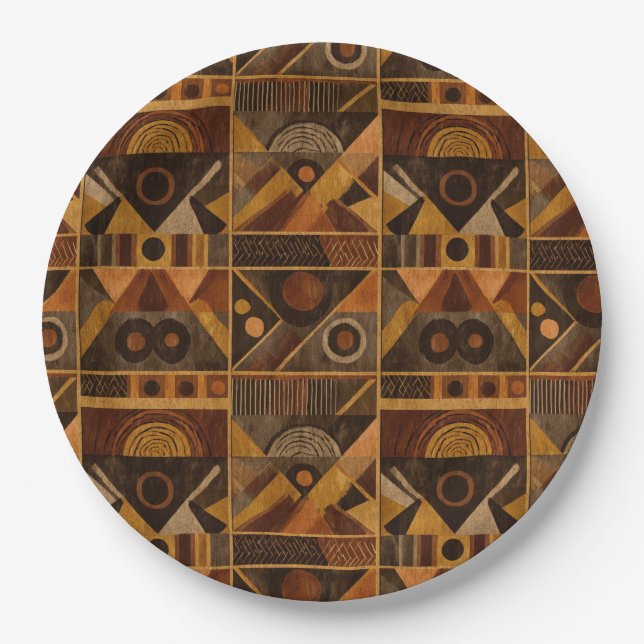 Plato De Papel Rustic Southwestern Stripe Pattern (4) (Anverso)