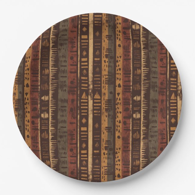 Plato De Papel Rustic Southwestern Stripe Pattern (5) (Anverso)