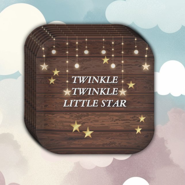 Plato De Papel Rustic Twinkle Twinkle Little Star Baby Shower (Subido por el creador)