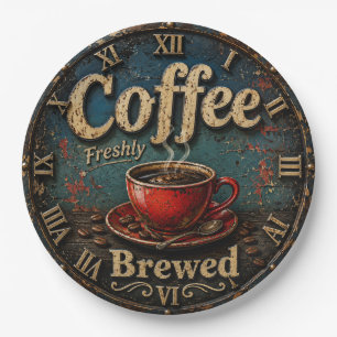 Plato De Papel Rustic Vintage Coffee 
