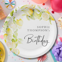 Plato De Papel Rustic watercolor lemons birthday