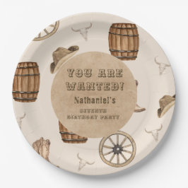 Plato De Papel Rustic western cowboy you are wanted birthday 