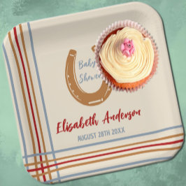 Plato De Papel Rustic Western Horseshoe Baby Shower