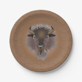 Plato De Papel Rustic Western Plains Bison
