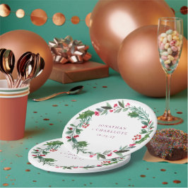 Plato De Papel Rustic Winter Poinsettia Red Christmas Wedding