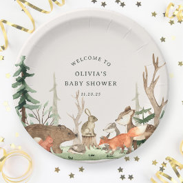Plato De Papel Rustic Winter Woodland Baby Shower