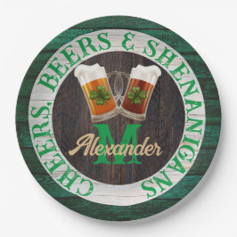 Plato De Papel Rustic Wood Cheers Beers Shenanigans
