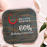 Plato De Papel Rustic Wood Red Wine 60th Birthday Party<br><div class="desc">Rústico Vino Rojo Vino 60 Placas de Papel de Cumpleaños. Platos de cumpleaños con un fondo rústico de madera oscura y vidrio abstracto con vino tinto. El texto está en un guión blanco de moda y es fácilmente personalizable.</div>