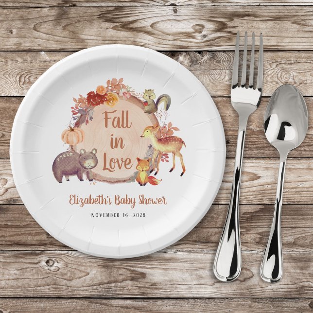 Plato De Papel Rustic Woodland Animals Autumn Baby Shower (Subido por el creador)