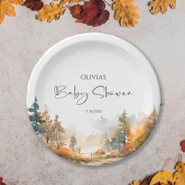 Plato De Papel Rustic Woodland Autumn Forest Baby Shower