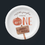 Plato De Papel Rústica acuarela Un primer cumpleaños calabaza peq<br><div class="desc">Rústico único una calabaza acuarela casa de campo 1er cumpleaños placas de papel</div>
