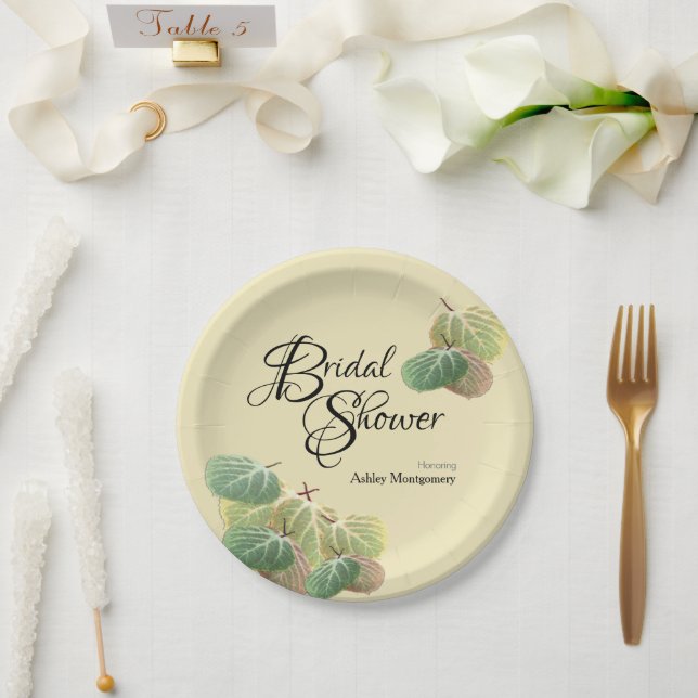 Plato De Papel Rústica ducha de novia caída Aspen deja amarillo (Boda)