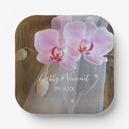 Plato De Papel Rústica elegancia de orquídeas Boda de campo