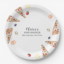 Plato De Papel Rústica moderna italiana Slice Pizza Baby Shower