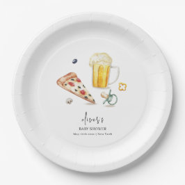 Plato De Papel Rústica Pizza Beers Pacifier Baby Shower
