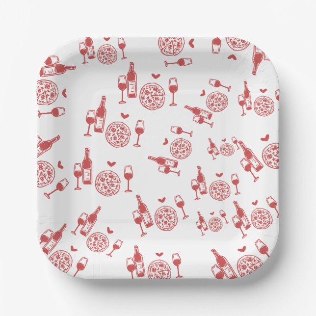 Plato De Papel Rústica pizza y ducha de novias (Anverso)