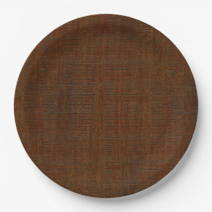 Plato De Papel Rústica textura de grano de madera de bambú