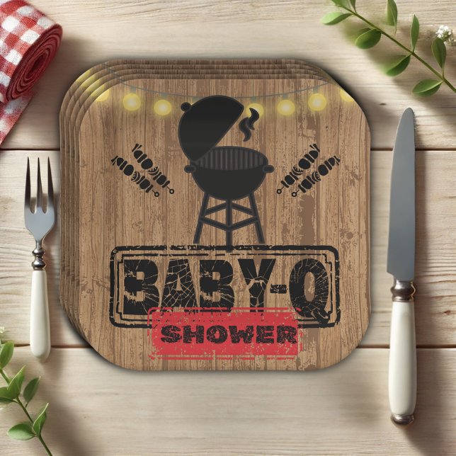 Plato De Papel Rústico BBQ-Baby Grill Baby Shower (Subido por el creador)