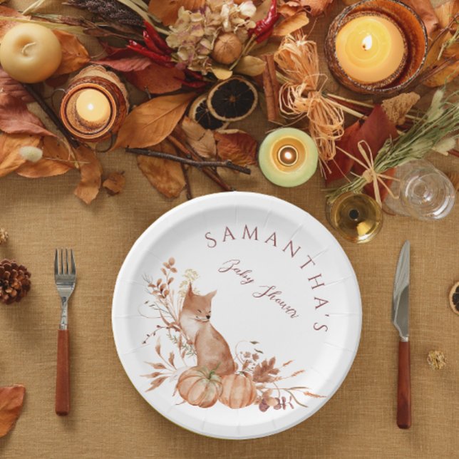 Plato De Papel Rústico Beige Woodland Fox Pumpkin Fiesta (Subido por el creador)
