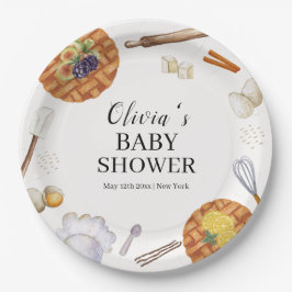 Plato De Papel Rústico Cutie Baking Pie Baby Shower