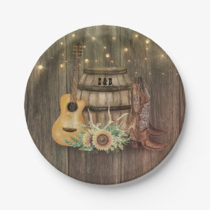 Plato De Papel Rústico de encino de encino de campo Boots de vaqu
