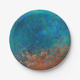 Plato De Papel Rústico del cobre azul boho