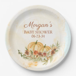 Plato De Papel Rústico Fall Pumpkin Baby Shower